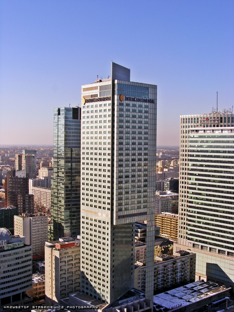 Hotel InterContinental w Warszawie widziany z Pałacu Kultury i Nauki