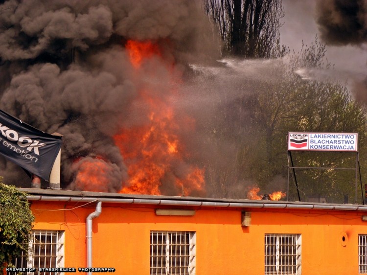 Pożar zakładu wulkanizacyjnego na ul. Prądnickiej
