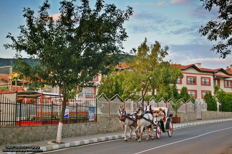 Jak się okazuje nie tylko w Krakowie jest duża moda na dorożki, również w miejscowości Sveti Vlas możemy je spotkać w dużej ilości. Jest jednak jedna zasadnicza różnica między Krakowem a Sveti Vlas, otóż tamtejsze konie nie zanieczyszczają ulic miasta, ktoś się spyta jak? A ja odpowiem, między koniem, a dorożką jest... pojemnik i chyba więcej nie trzeba tłumaczyć.