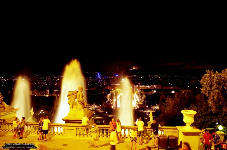 Wieczorny widok na Barcelone z Plaça de les Cascades