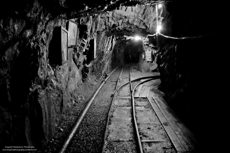 Pozostałości po trasie kolejki, którą wydobywano złoto z kopalni. 